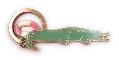 Schlüsselanhänger Krokodil Reptil Schwimmring grün rosa gold Anhänger Keychain
