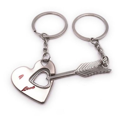 Schlüsselanhänger Paaranhänger Liebe Herz Pfeil silber Anhänger Keychain