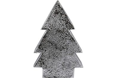 Metall Weihnachtstanne Chromoptik silber gehämmert 38 x 8 cm Deko