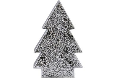 Metall Weihnachtstanne Chromoptik silber gehämmert 28 x 6 cm Deko