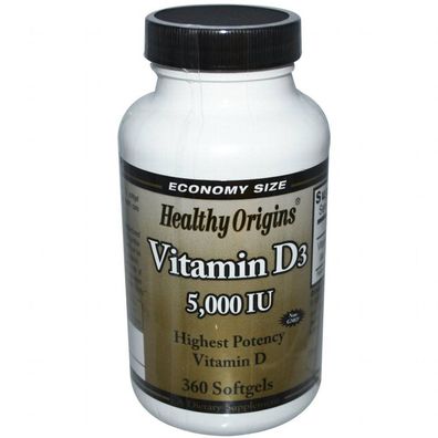 Healthy Origins, Vitamin D3 (5.000 IE, 360 Kapseln)