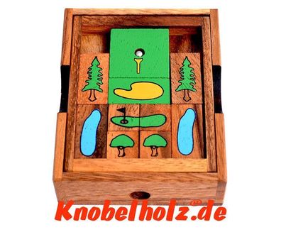 Khun Phan Golf Escape Schiebespiel Denkspiel Knobelspiel aus Holz Knobelholz