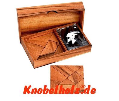 Tangram mit 2x7 Teilen 2 Spieler Battle Puzzle Doppeltangram Holzspiel Knobelholz