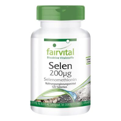 Selen 200µg aus Selenomethionin 120 Tabletten - fairvital