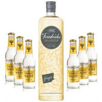 Friedrichs Gin Liqueur Ginger 0,7l 700ml (31% Vol) + 6x Fever-Tree Premium Indi