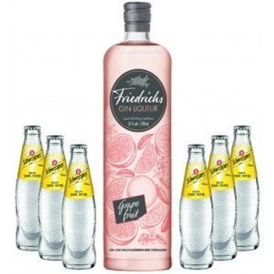 Friedrichs Gin Liqueur Grapefruit 0,7l 700ml (31% Vol) + 6x Schweppes Tonic Wat