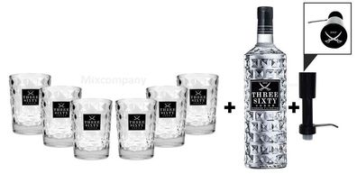 Three Sixty Set Geschenkset ? Three Sixty Vodka Wodka3L 3000ml (37,5% Vol) + Pum