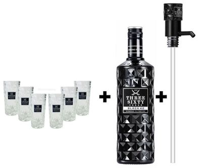 Three Sixty Set Geschenkset ? Three Sixty Black Vodka Wodka 3L 3000ml (42% Vol)