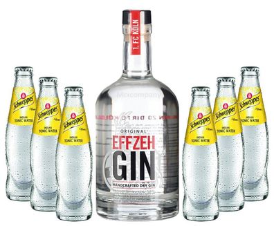 Effzeh Handcrafted Dry Gin 0,5l 500ml (42% Vol) + 6x Schweppes Tonic Water 200m