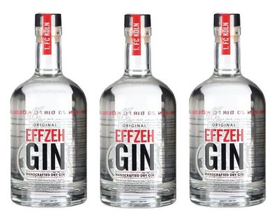 Effzeh Handcrafted Dry Gin 0,5l 500ml (42% Vol) - 3er Pack- [Enthält Sulfite]