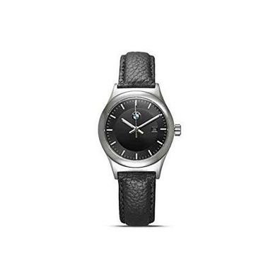 BMW Armbanduhr Damen (schwarz/ silber) mit Lederarmband Uhr Edelstahl Wasserdicht