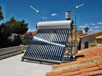 Solarheater Thermosifon, Durchlauferhitzer Prinzip, 170l