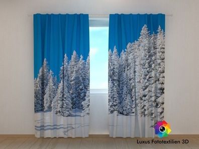 Foto Gardine Winterwald Vorhang 3D Fotodruck Fotovorhang Maßanfertigung 