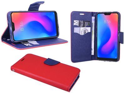 Xiaomi Redmi 6 Pro Tasche Rot Handyhülle Schutzhülle Flip Case Cover Etui Hülle