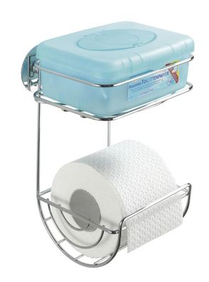 Wenko Toilettenpapierhalter mit Ablage Turbo-Loc - Befestigen ohne Bohren, Chrom