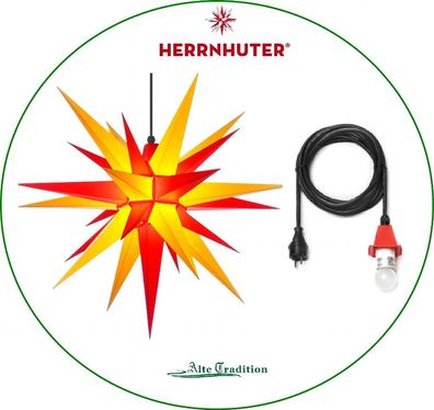 Herrnhuter Stern 68 cm Farbe gelb/ rot Komplett Kunststoff für Außen Kabel LED
