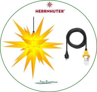 Herrnhuter Sterne 68 cm gelb A7 Kunststoff für Außen, Stern inkl 5 m Kabel