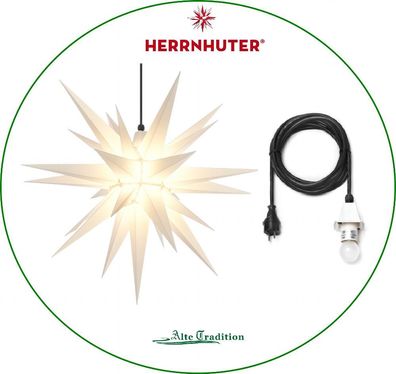 Herrnhuter Stern 68 cm weiß A7 Komplett, Kunststoff für Außen inkl Kabel LED Sterne