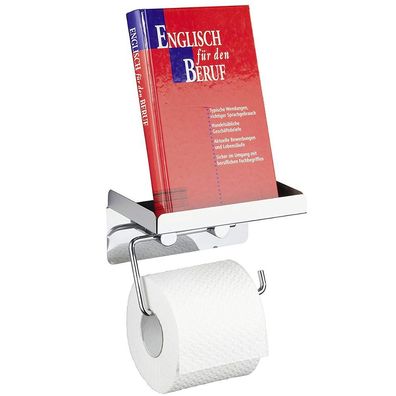 WENKO Toilettenpapierhalter 2 in 1, Edelstahl rostfrei