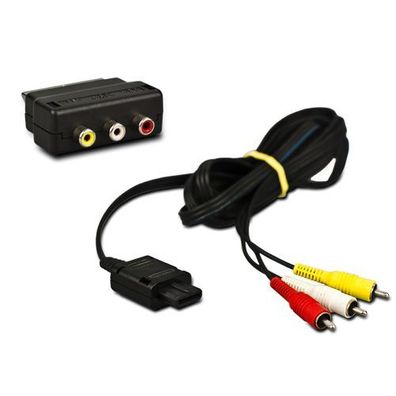 Original N64 3 Cinch (Chinch) Kabel + Scart Adapter