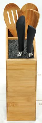 Messerblock mit Utensilienbox, Ständer für Bambus Küchenmesser, Küchenzubehör