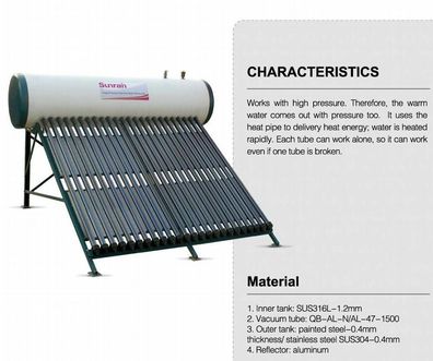 Solarheater Thermosifon Druckfähig Heatpipes 280l
