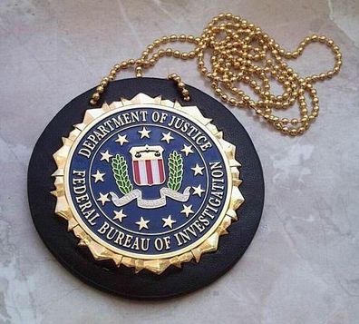 FBI "Seal" Badge mit Lederhalter ( US Federal police badge / Polizeimarke )