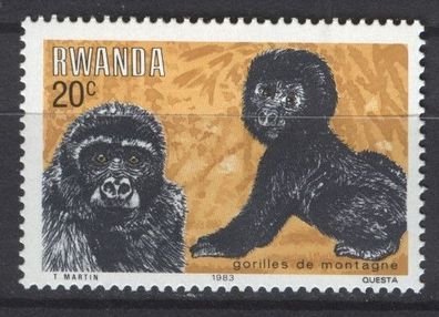 Ruanda Mi 1242 postfr Berggorilla mot1685