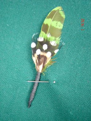 kleine Hutfeder Hutschmuck mit grün Feder ca 5cm für Herrenhut Art 24-28