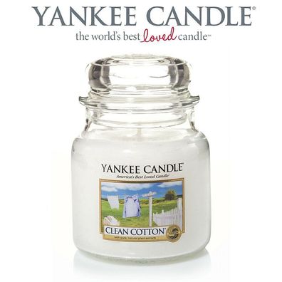 Yankee Candle 411g Clean Cotton €65,45/ kg Glas Medium Jar Duftkerze Housewarmer
