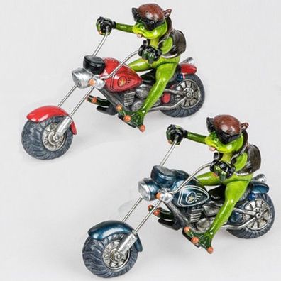 Formano Deko Frosch Biker Bike Motorrad Chopper grün rot blau braun NEU