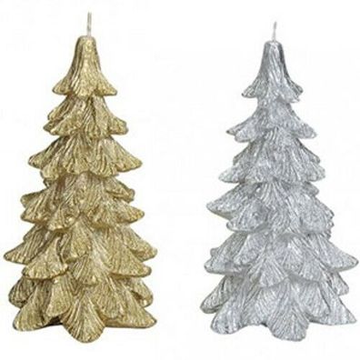 Deko Kerze Baum gold silber Weihnachten Glitzer verpackt einzeln oder 2er Set