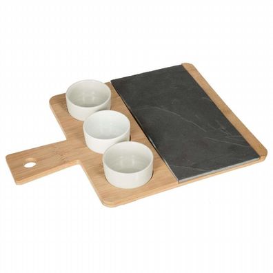 Aperitif Service 4 PCS Plateau Coupelle 35.5 X 26 CM SLATE BAMBOO