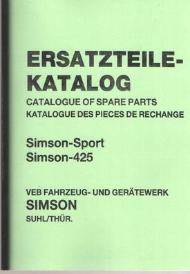 Ersatzteilkatalog Simson Motorrad, Simson Sport Simson 425, Ost Oldtimer, DDR Klassi