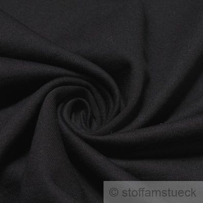 Stoff Baumwolle Single Jersey angeraut schwarz Sweatshirt weich dehnbar
