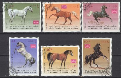 Jemen - Königreich Mi 429 - 433, 452 gest Pferde mot1693