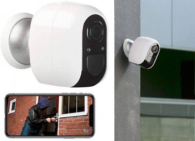VisorTech IPC-480 Outdoor Überwachungskamera, Full HD, WLAN App batteriebetrieben Cam