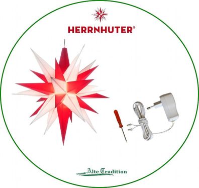 Herrnhuter Stern vom Fachhändler inkl. Netzteil 13 cm Sterne weiß - rot Komplett