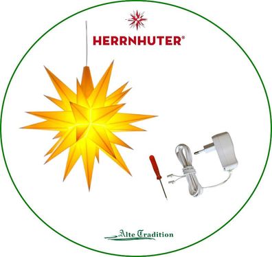 Herrnhuter Stern vom Fachhändler inkl. Netzteil 13 cm Sterne gelb LED Komplett