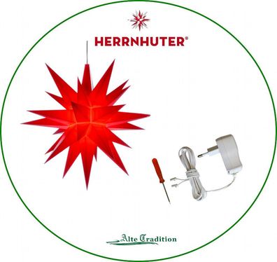 Herrnhuter Stern vom Fachhändler inkl. Netzteil 13 cm Sterne rot LED Komplett