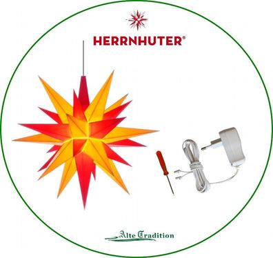Herrnhuter Stern vom Fachhändler inkl. Netzteil 13 cm Stern LED gelb/ rot Komplett