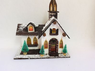 Weihnachten Haus beleuchtet Winter Holzhaus Kirche Kapelle Modell 1