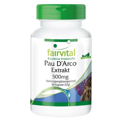 Pau D Arco Lapacho Extrakt 500mg 90 Kapseln, Bitterstoffe - fairvital