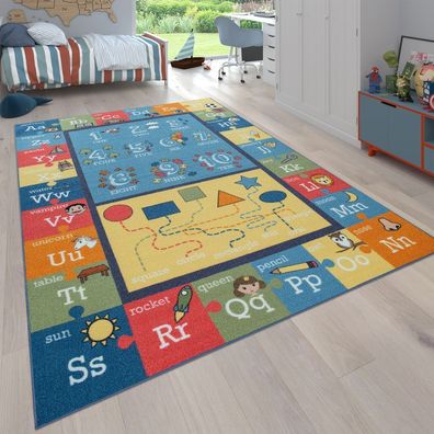 Kinderzimmer Teppich Beige Bunt Pastellfarben 3-D Stern Design Niedlich Weich 