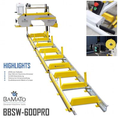 BAMATO Blockbandsäge BBSW-600PRO mit 6,9m Rollbahn