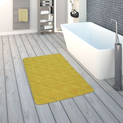 Badematte, Kurzflor-Teppich Für Badezimmer Einfarbig Rutschfest, In Gelb