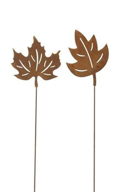 2x Herbstblatt Blatt zum Stecken Metall rost Dekoration Garten Herbst Winter