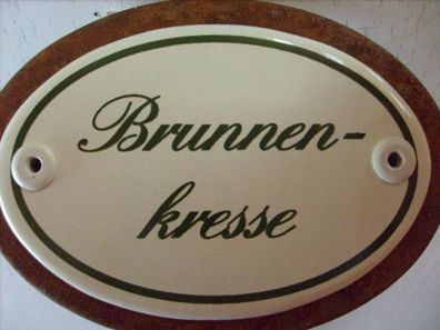 Kräuterschild Kräuterstecker Pflanzschild Emaille Emailschild Brunnenkresse 25cm