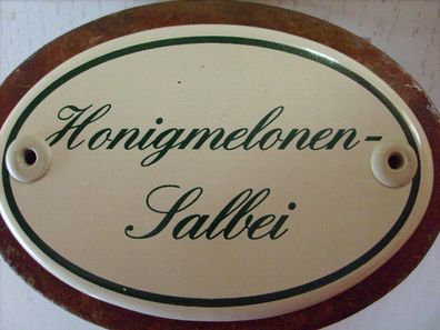 Kräuterschild Kräuterstecker Pflanzschild Emailschild Honigmelonen-Salbei 25cm