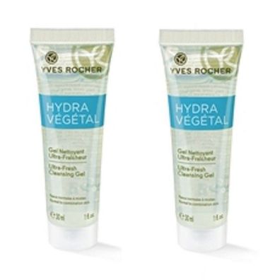 Yves Rocher HYDRA Végétal Ultra-frisches Reinigungsgel 60ml (2x 30 ml Tube). NEU unge